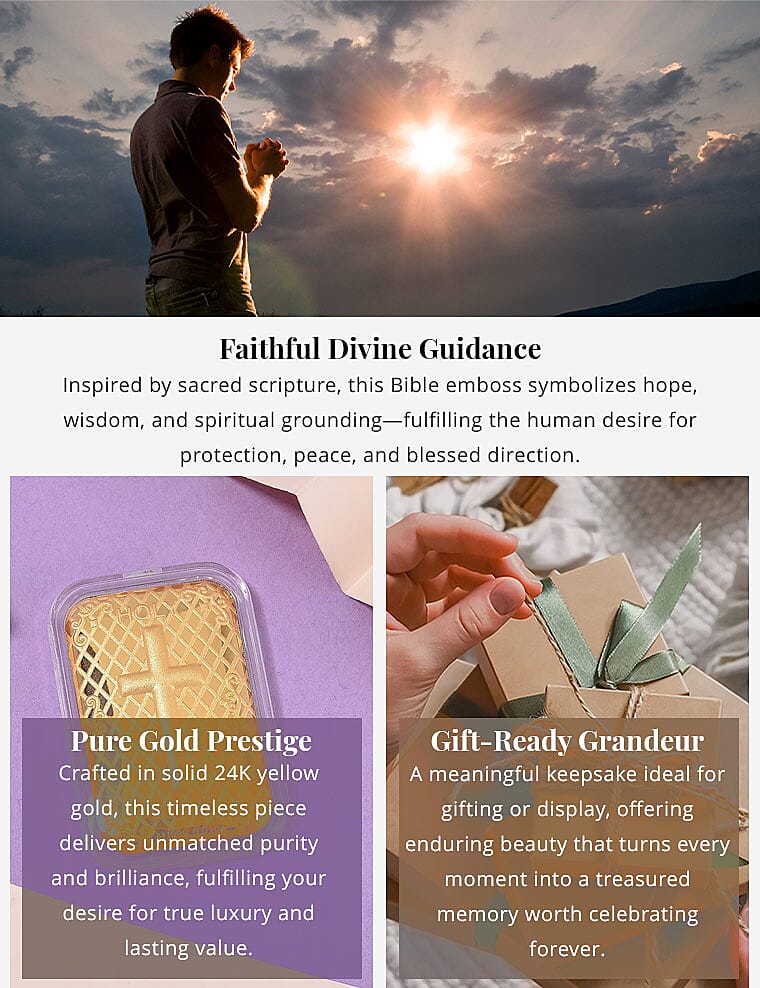 24K Gold Holy Bible Emboss Sheet 31x45.5mm 10mg (Del. in 7-10 Days) Banner