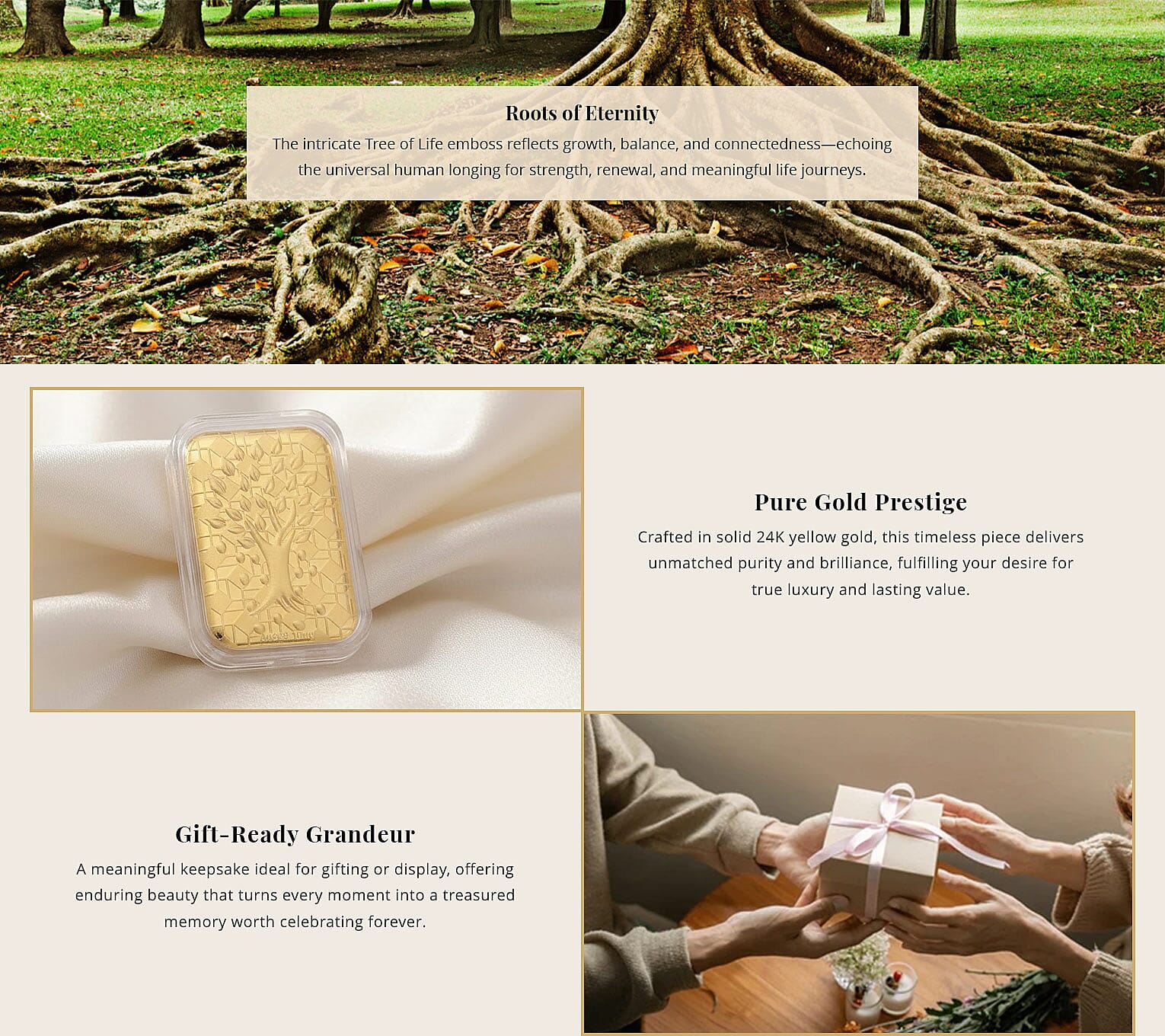 24K Gold Tree of Life Emboss Sheet 31x45.5mm 10mg (Del. in 7-10 Days) Banner