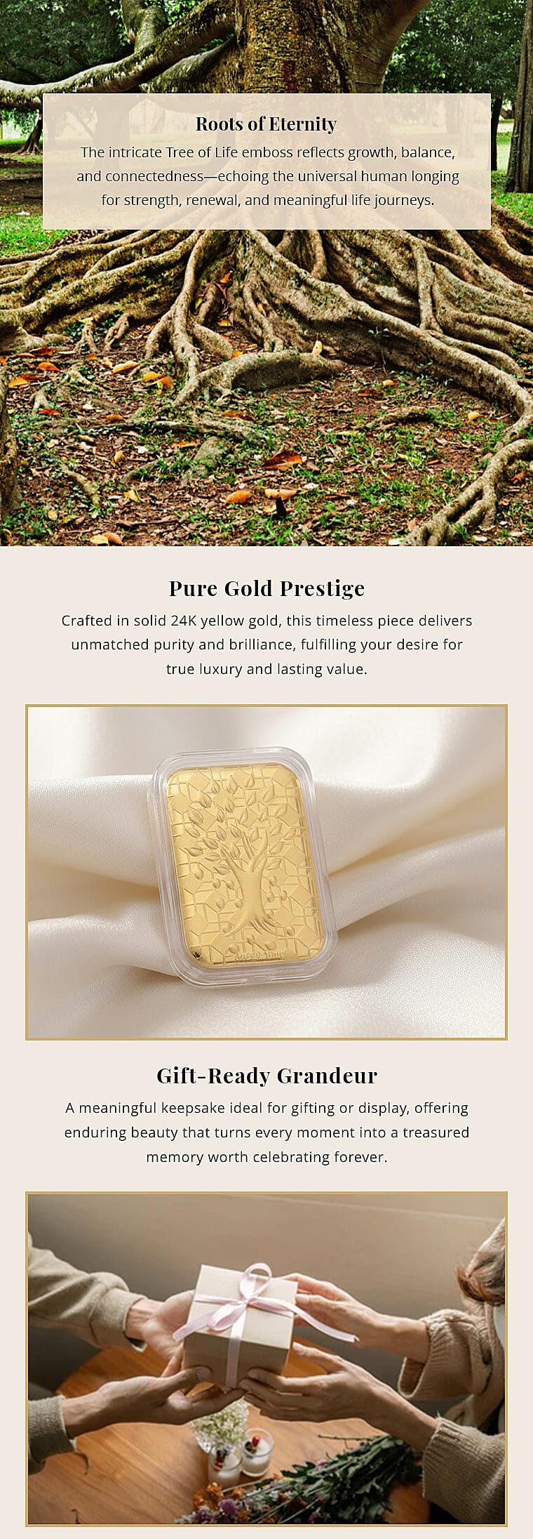 24K Gold Tree of Life Emboss Sheet 31x45.5mm 10mg (Del. in 7-10 Days) Banner