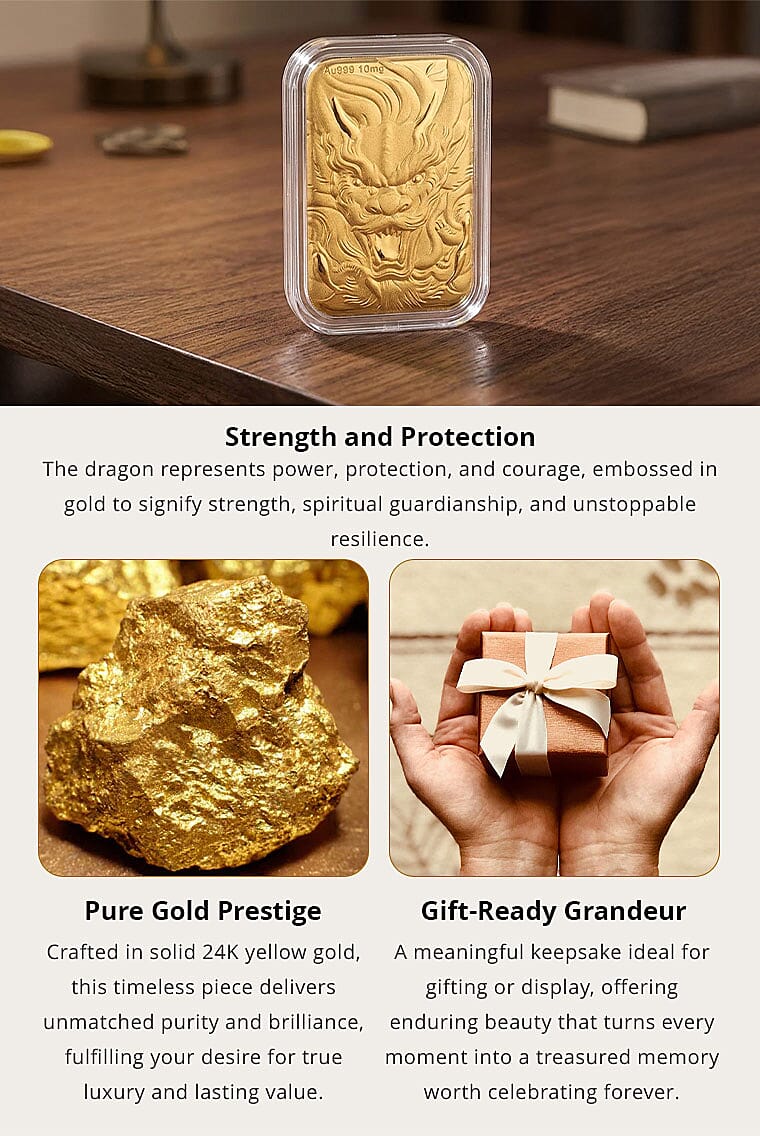 24K Golden Dragon Emboss Sheet 31x45.5mm 10mg Banner