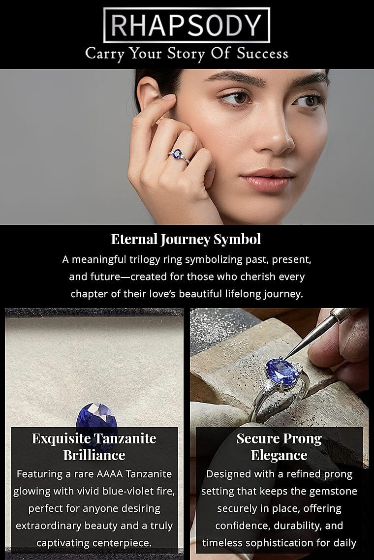 Certified & Appraised Rhapsody AAAA Tanzanite and E-F VS Diamond 1.67 ctw Ring in 950 Platinum 4.46 Grams (Del. in 10-15 Days) Banner