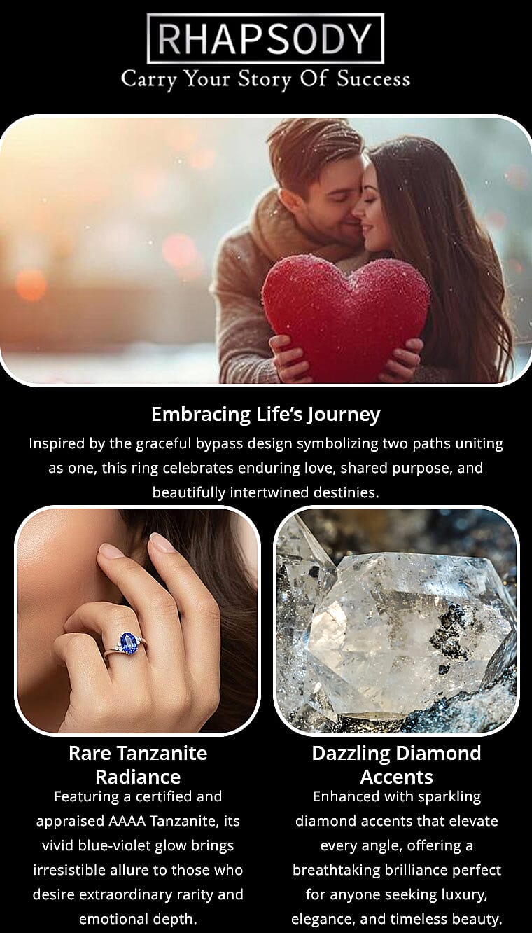 Certified & Appraised Rhapsody AAAA Tanzanite and E-F VS Diamond 2.80 ctw Ring in 950 Platinum 6.25 Grams (Del. in 10-15 Days) Banner