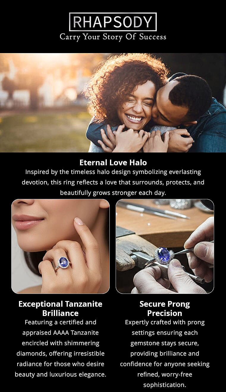 Certified & Appraised Rhapsody AAAA Tanzanite and E-F VS Diamond 3.21 ctw Ring in 950 Platinum 5.72 Grams (Del. in 10-15 Days) Banner