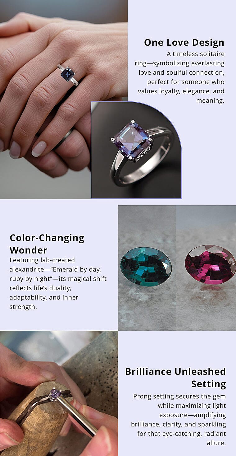 Certified & Appraised AAA Asscher Cut Luxuriant Lab Grown Alexandrite 2.95 ctw Solitaire Ring Banner