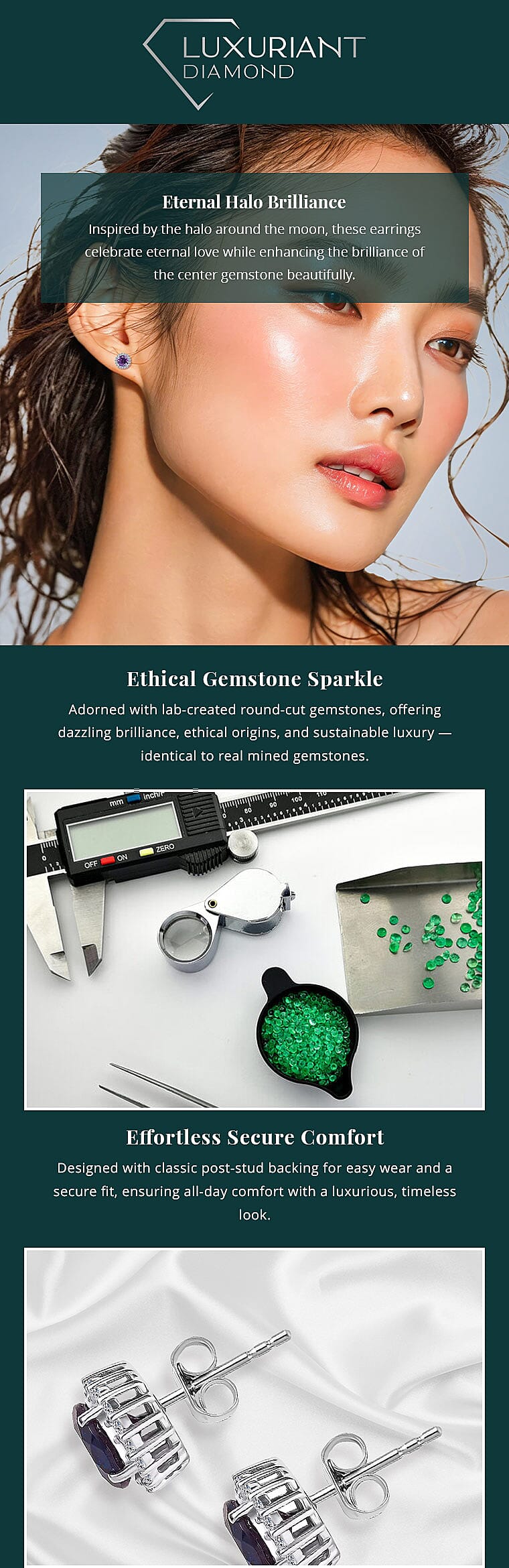 Certified & Appraised AAA Luxuriant Lab Grown Purple Sapphire and G-H SI Lab Grown Diamond 4.24 ctw Earrings Banner