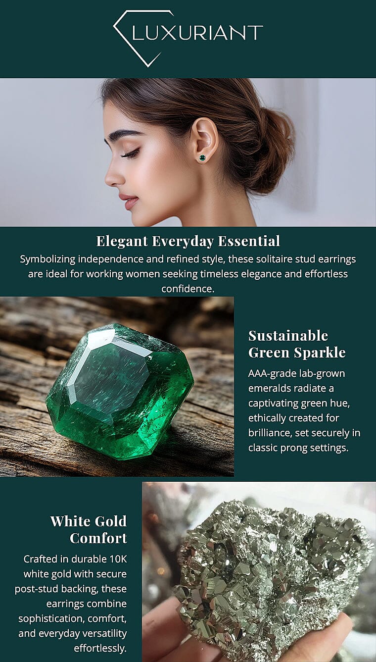 AAA Luxuriant Lab Grown Emerald 2.90 ctw Solitaire Stud Earrings Banner