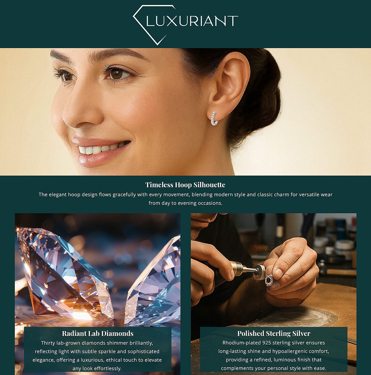 Luxuriant Lab Grown Diamond G-H SI 2.00 ctw Hoop Earrings in Rhodium Over Sterling Silver Banner