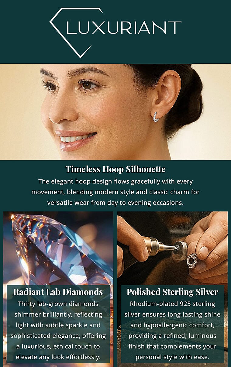 Luxuriant Lab Grown Diamond G-H SI 2.00 ctw Hoop Earrings in Rhodium Over Sterling Silver Banner