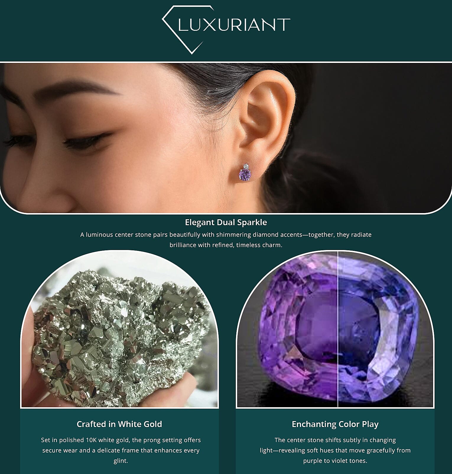 AAA Luxuriant Lab Grown Purple Sapphire and G-H SI Lab Grown Diamond Banner