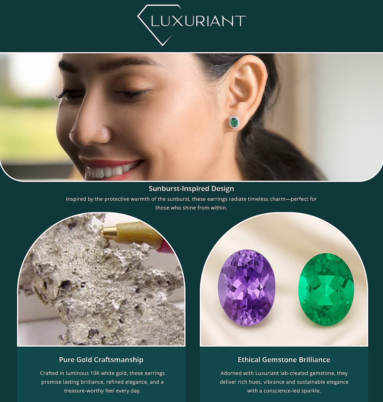 AAA Luxuriant Lab Grown Emerald and G-H SI Lab Grown Diamond 2.11 ctw Earrings in 10K White Gold Banner