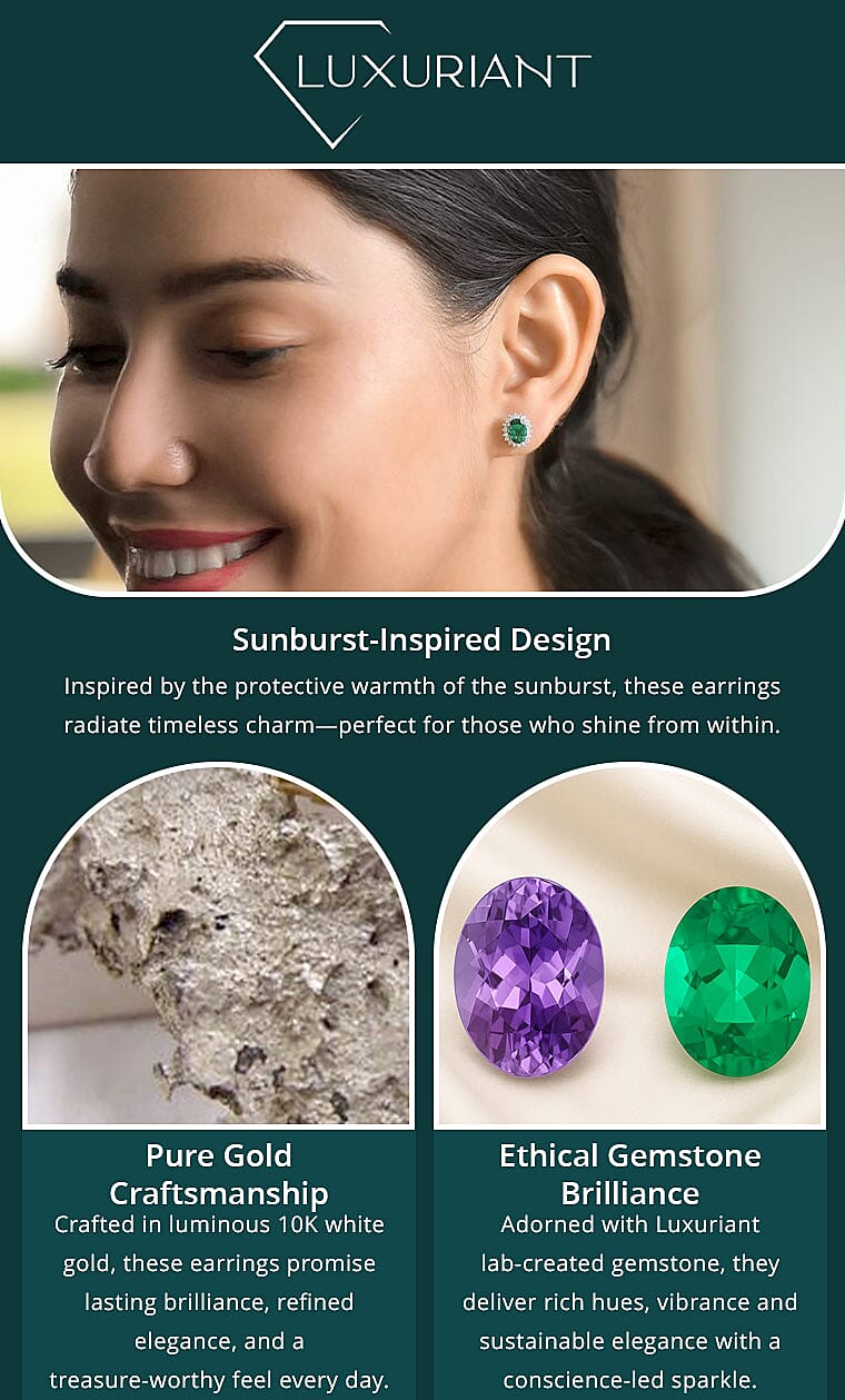 AAA Luxuriant Lab Grown Emerald and G-H SI Lab Grown Diamond 2.11 ctw Earrings in 10K White Gold Banner