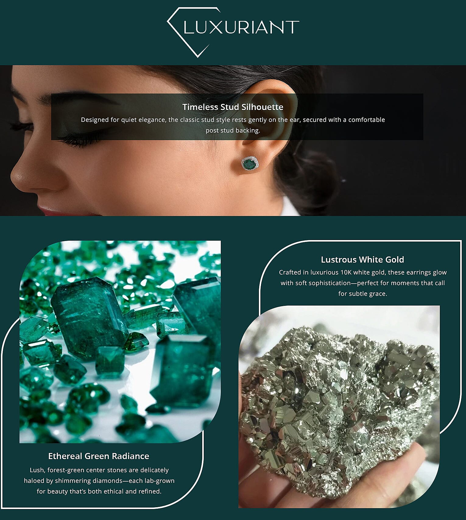 AAA Luxuriant Lab Grown Emerald and G-H SI Lab Grown Diamond 2.58 ctw Earrings in 10K White Gold Banner