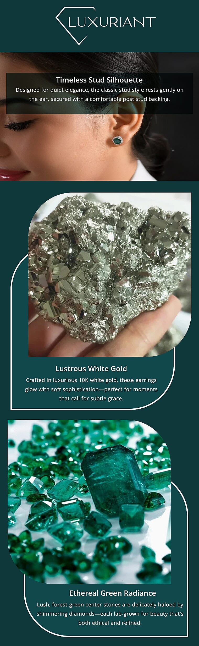 AAA Luxuriant Lab Grown Emerald and G-H SI Lab Grown Diamond 2.58 ctw Earrings in 10K White Gold Banner