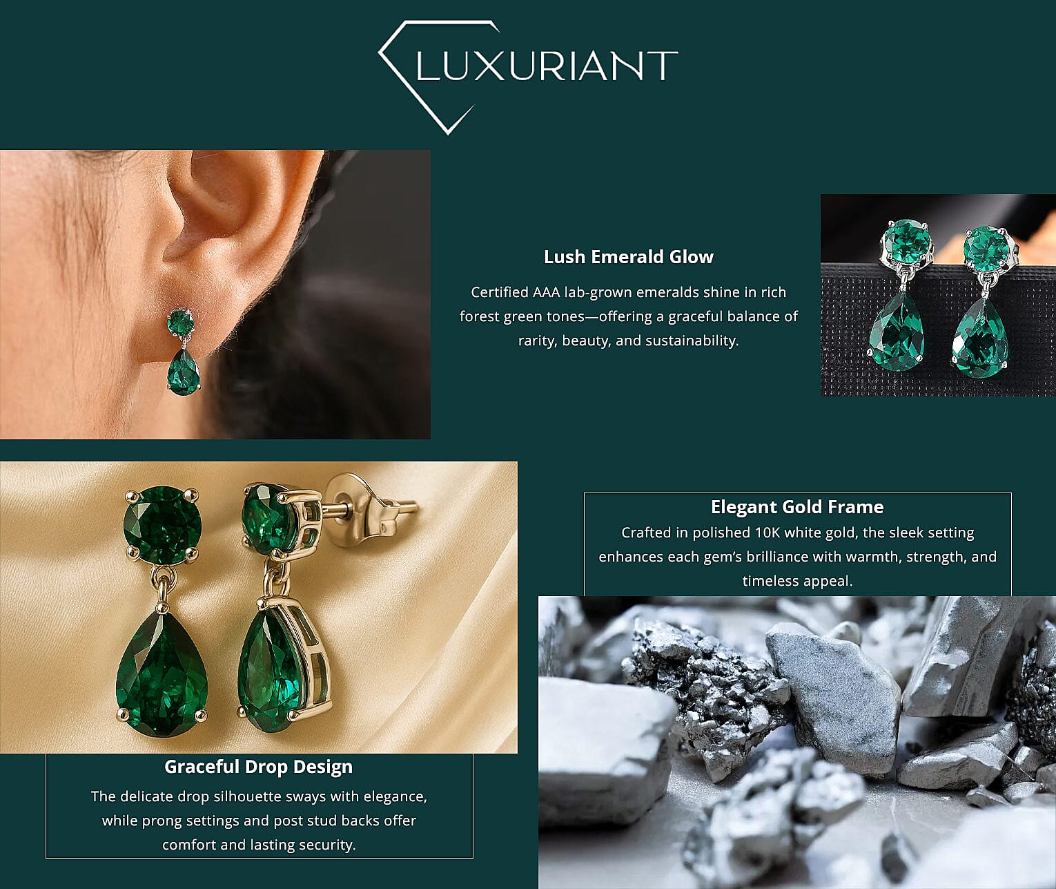 AAA Luxuriant Lab Grown Emerald 3.06 ctw Earrings in 10K White Gold Banner