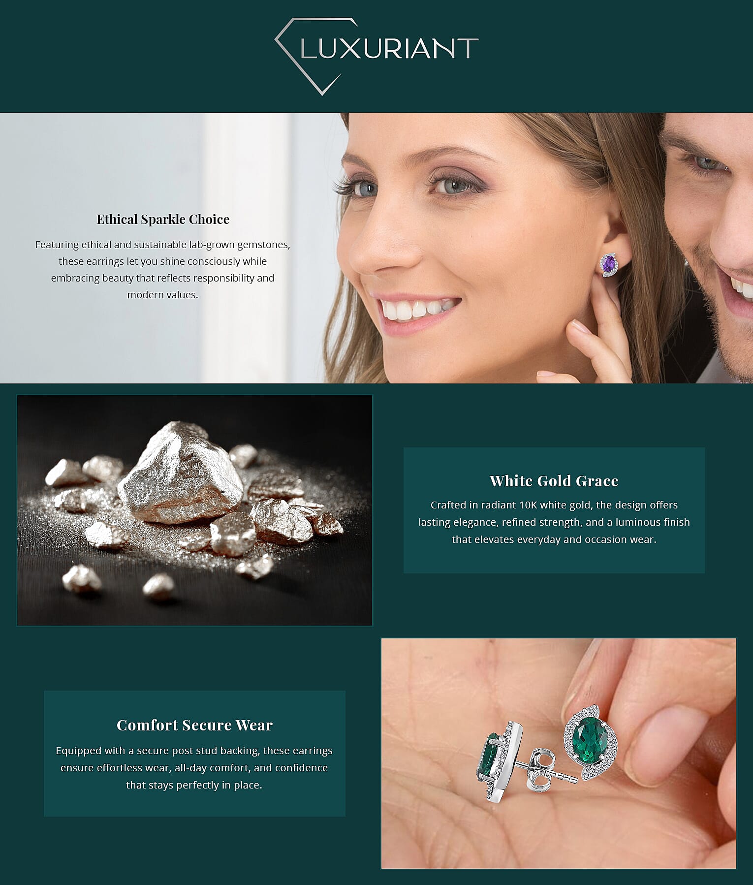 AAA Luxuriant Lab Grown Purple Sapphire and G-H SI Lab Grown Diamond 3.21 ctw Earrings Banner