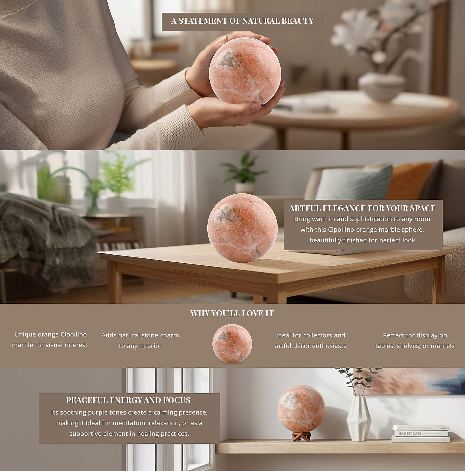 Cipollino Orange Sphere -L Approx 1360ctw Banner