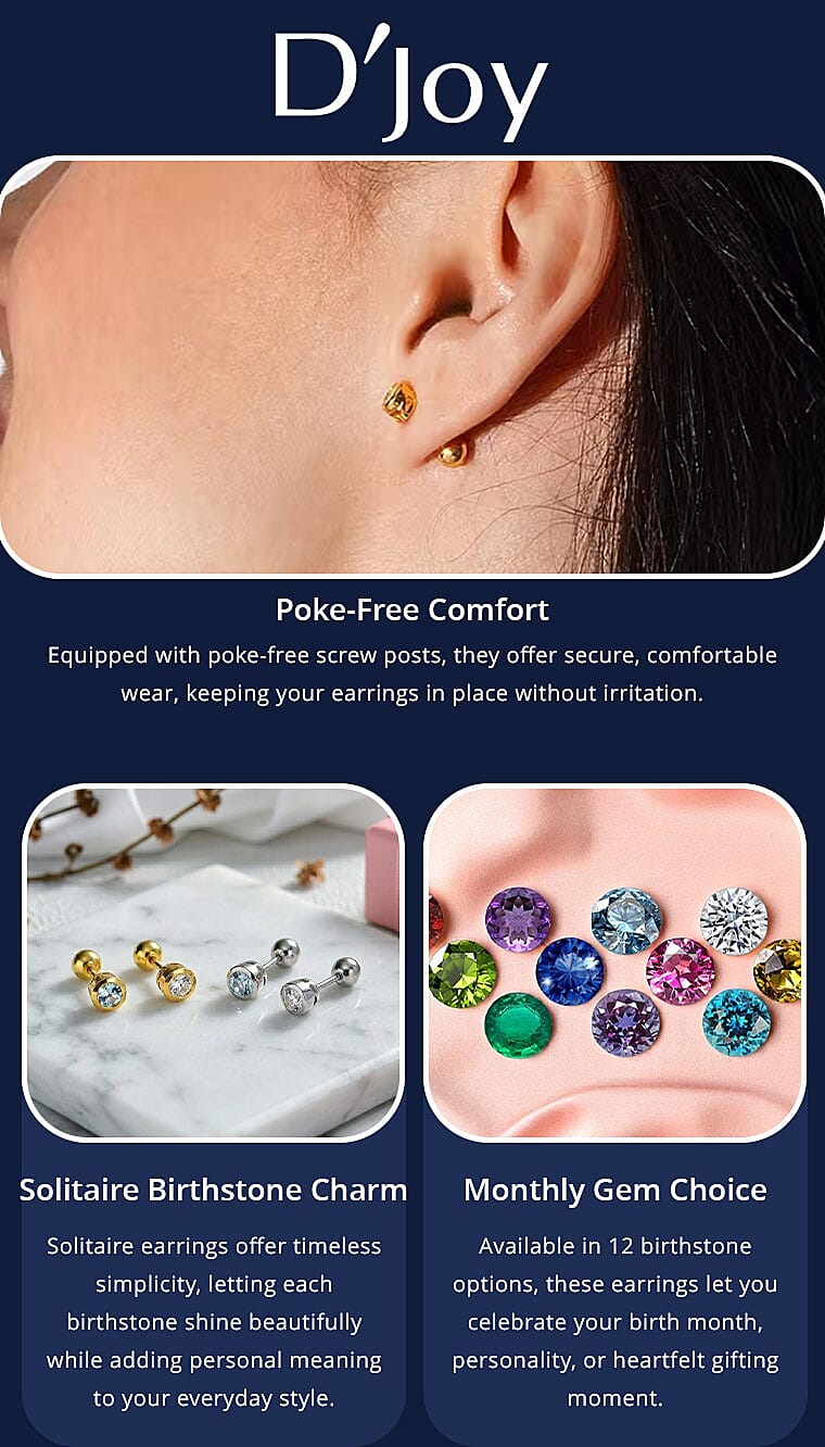 D'Joy Poke Free Tanzanite 0.50 ctw Stud Earrings in Rhodium Over Sterling Silver (Del. in 12 - 15 Days) Banner