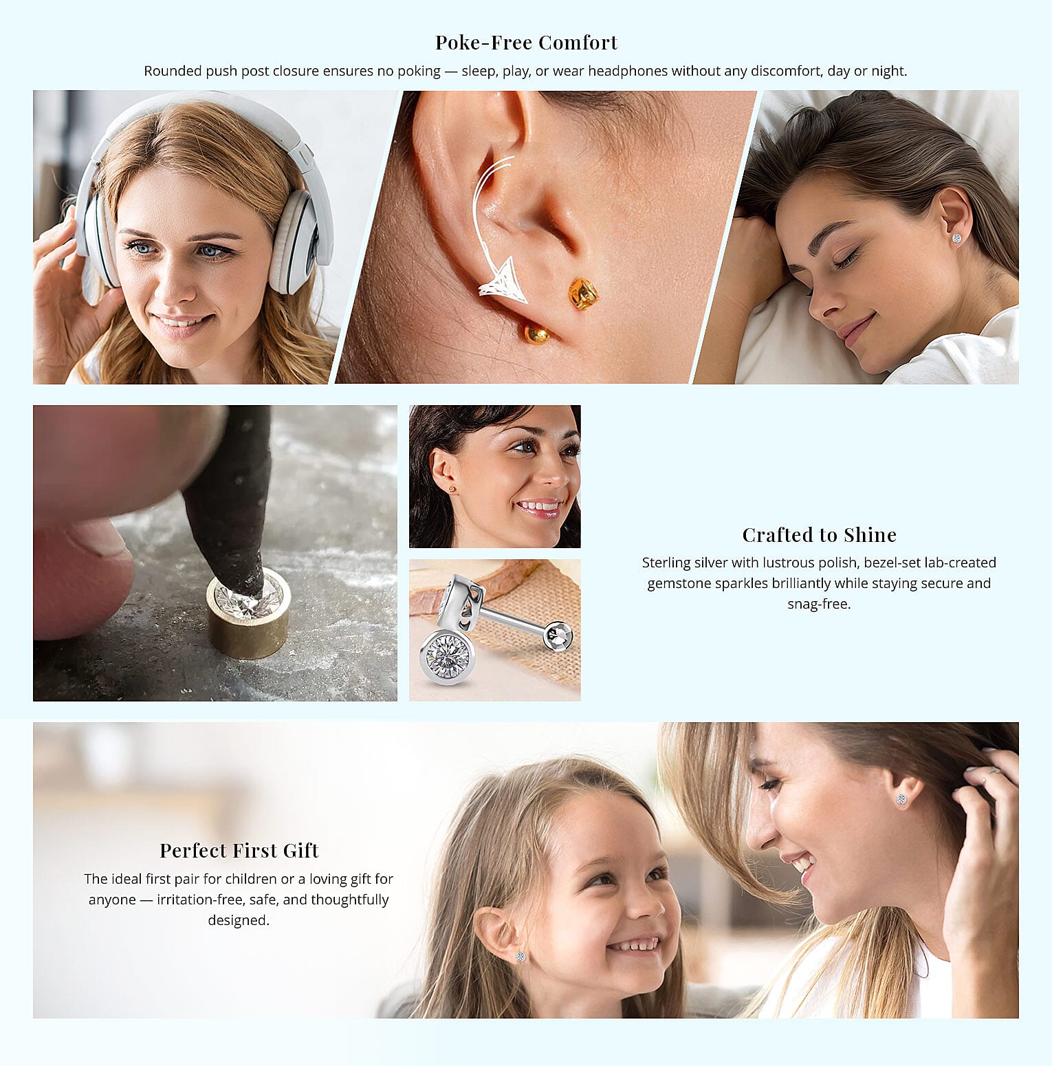 Luxuriant Diamond Lab Grown Diamond Solitaire Stud Push Post Earring Banner