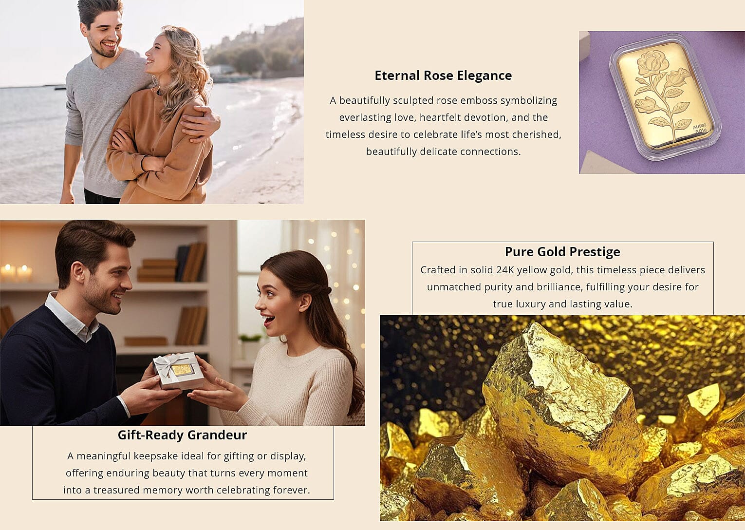 24K Golden Rose Flower Emboss Sheet 31x45.5mm 10mg (Del. in 7-10 Days) Banner