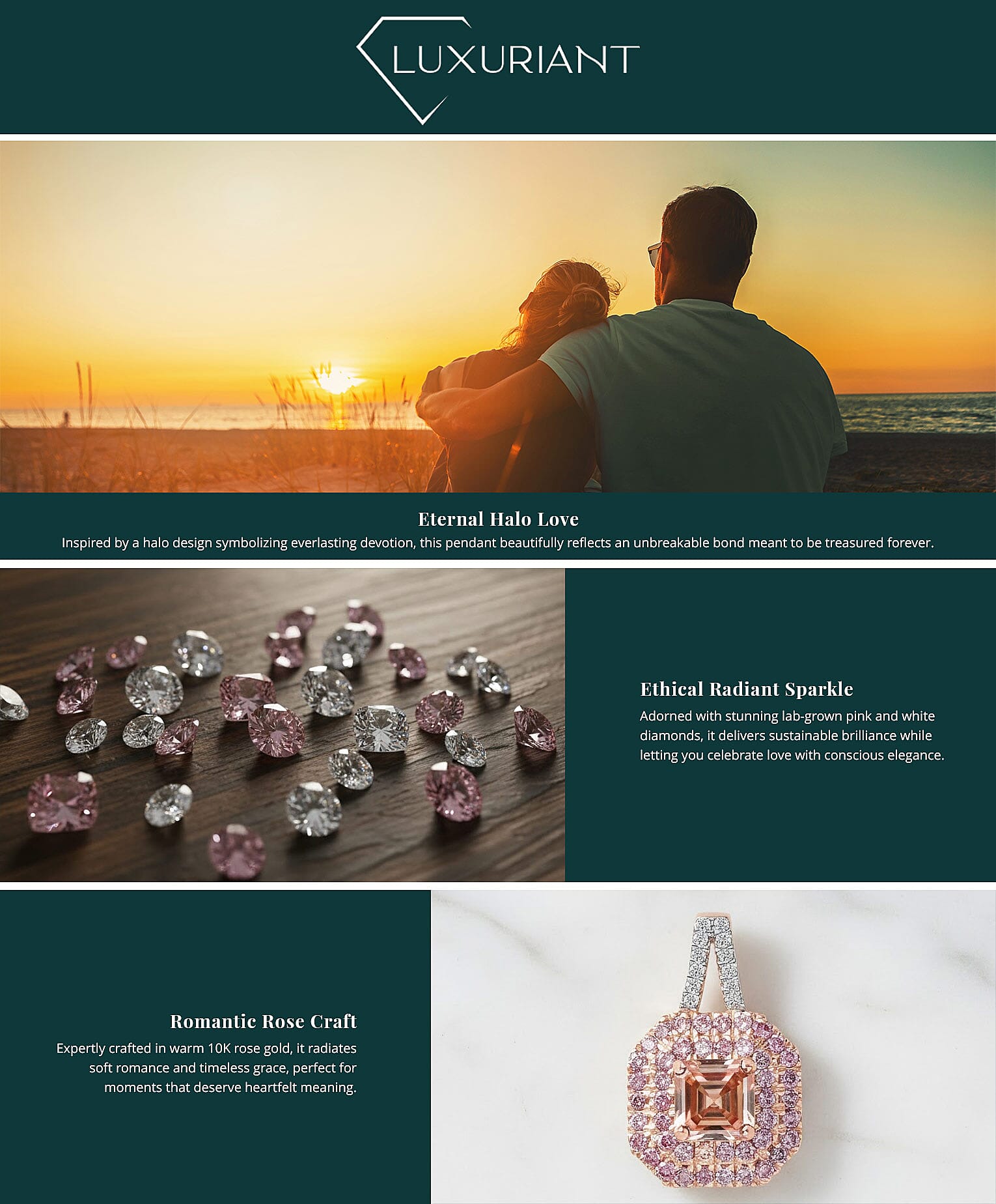 Asscher Cut Luxuriant Lab Grown Pink Diamond (IR) (VS) and Lab Grown Diamond 1.50 ctw Rose Radiance Pendant without Necklace in 10K Rose Gold Banner