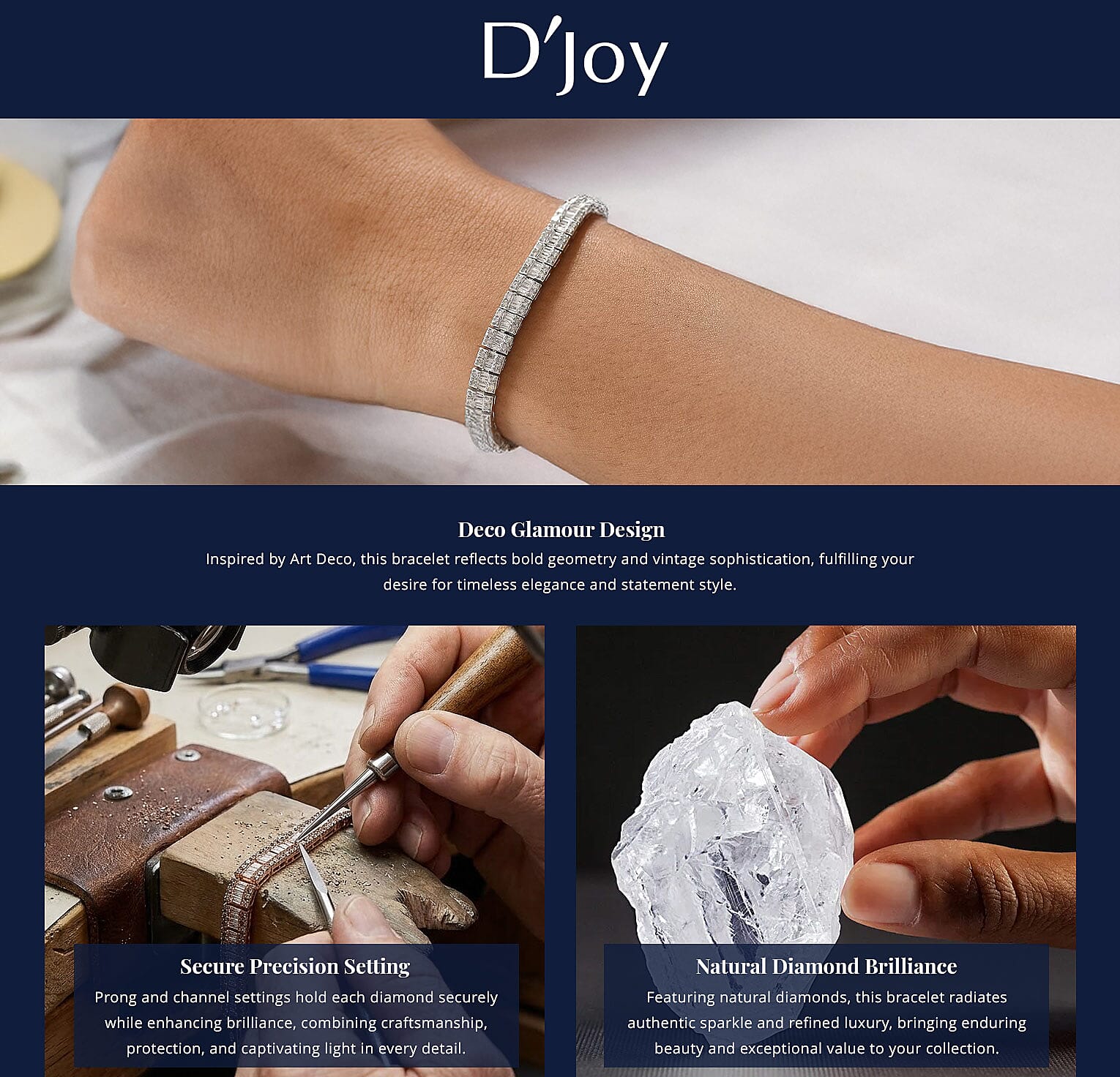 D'Joy Diamond 4.00 ctw Art Deco Bracelet in Rhodium Over Sterling Silver (7.25 In) Banner