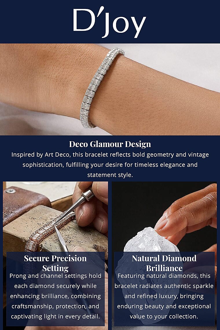 D'Joy Diamond 4.00 ctw Art Deco Bracelet in Rhodium Over Sterling Silver (7.25 In) Banner