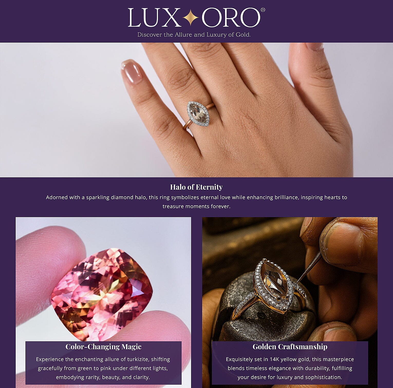 Certified & Appraised Luxoro AAA Turkizite and G-H I2 Diamond 2.40 ctw Ring in 14K Yellow Gold Banner