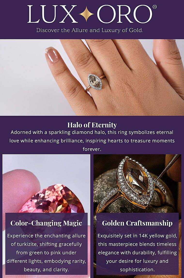 Certified & Appraised Luxoro AAA Turkizite and G-H I2 Diamond 2.40 ctw Ring in 14K Yellow Gold Banner