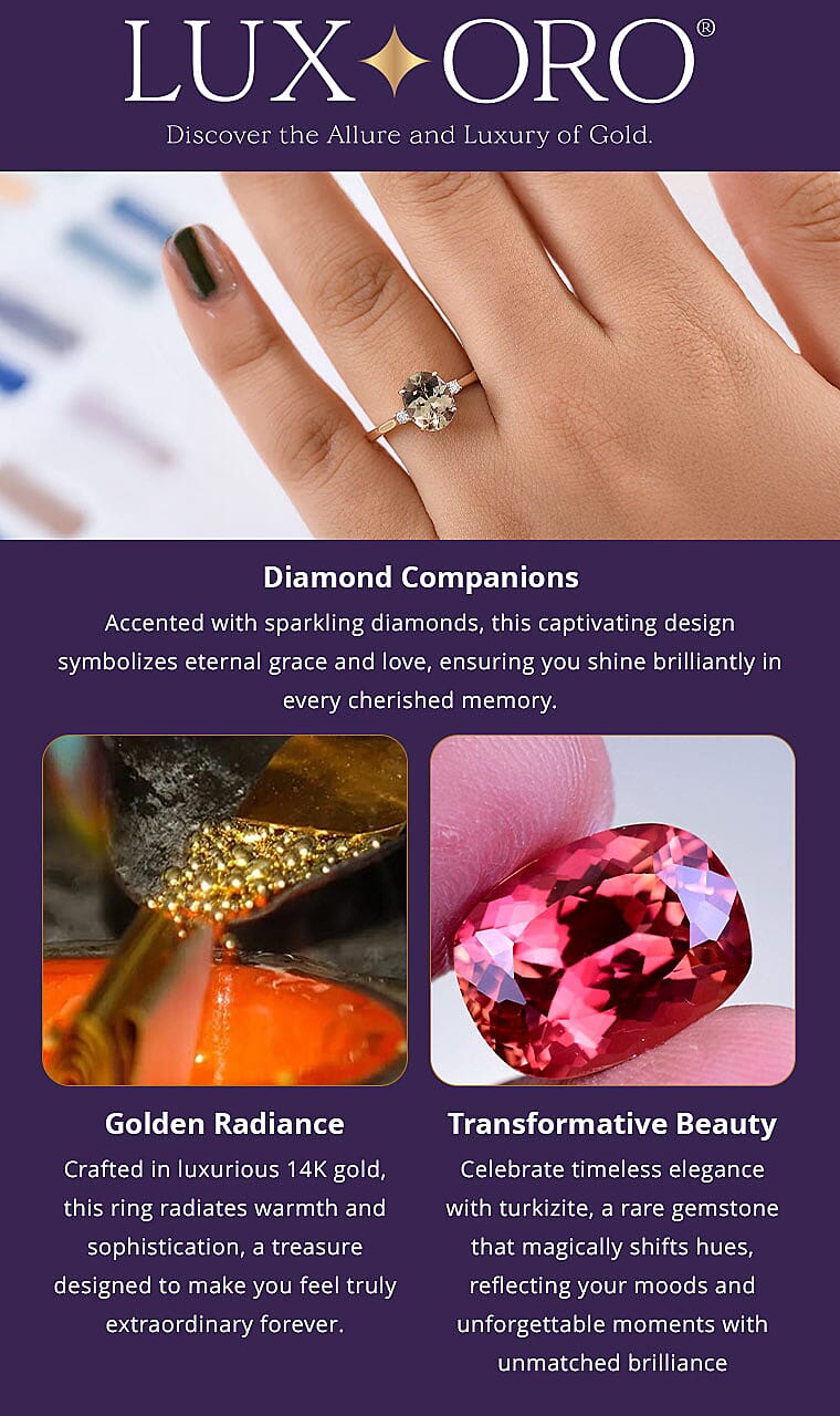 Certified & Appraised Luxoro AAA Turkizite and G-H I2 Diamond 2.32 ctw Ring in 14K Yellow Gold Banner