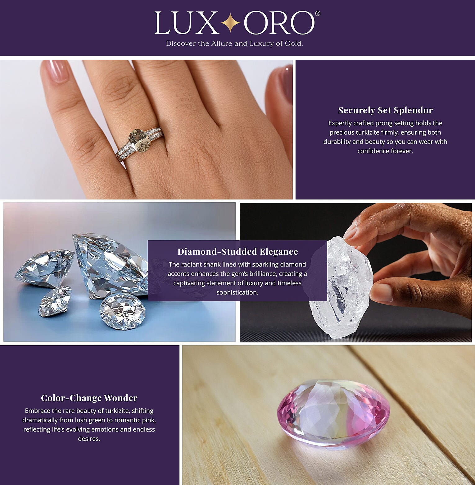 Certified & Appraised Luxoro AAA Turkizite and G-H I2 Diamond 2.33 ctw Ring in 14K Yellow Gold Banner