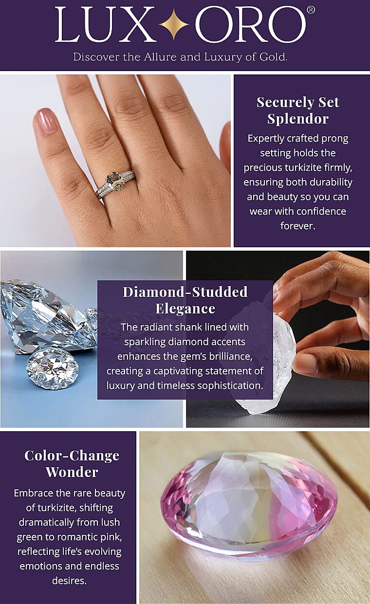 Certified & Appraised Luxoro AAA Turkizite and G-H I2 Diamond 2.33 ctw Ring in 14K Yellow Gold Banner