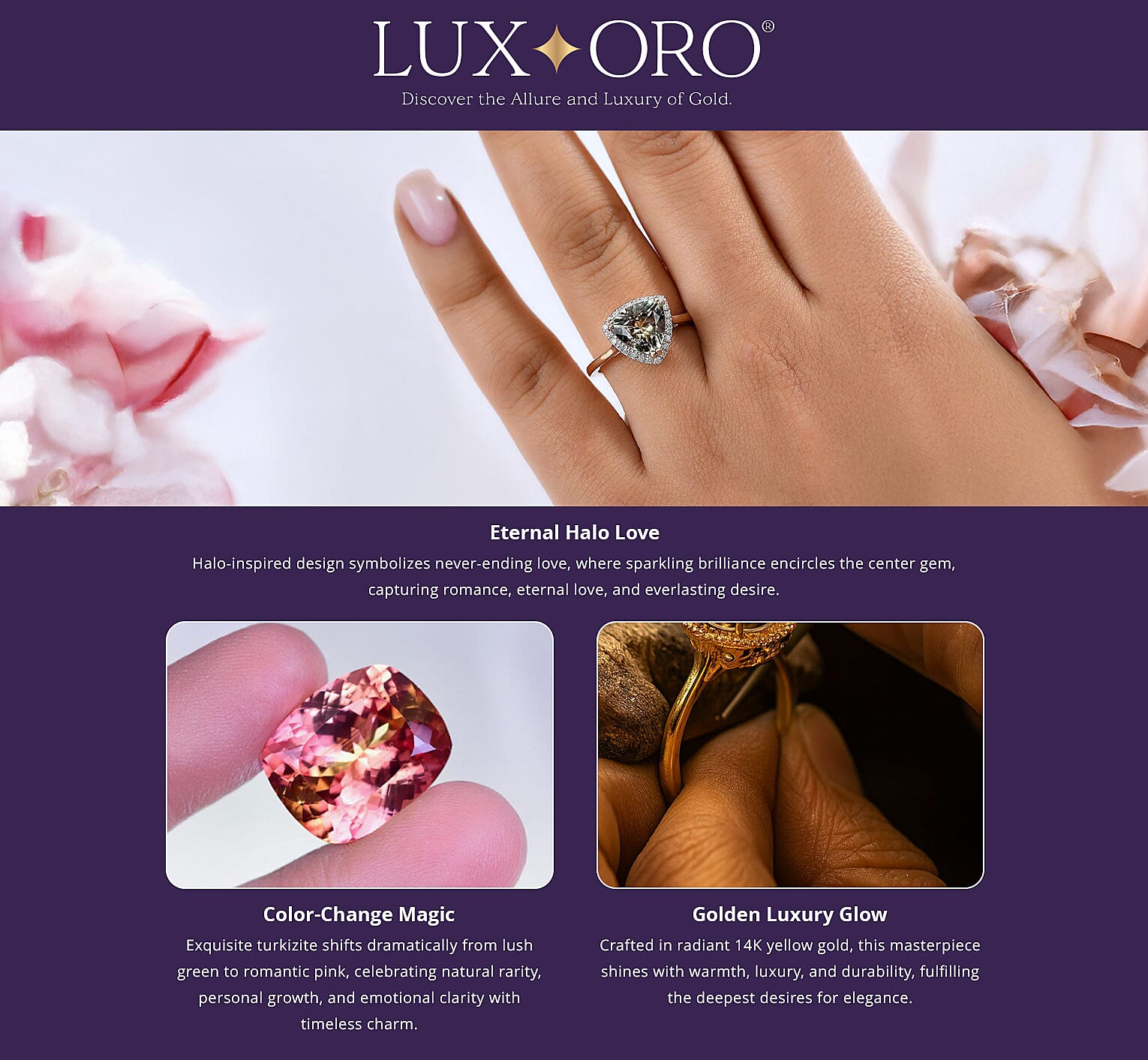 Certified & Appraised Luxoro AAA Turkizite and G-H I2 Diamond 3.42 ctw Ring in 14K Yellow Gold Banner