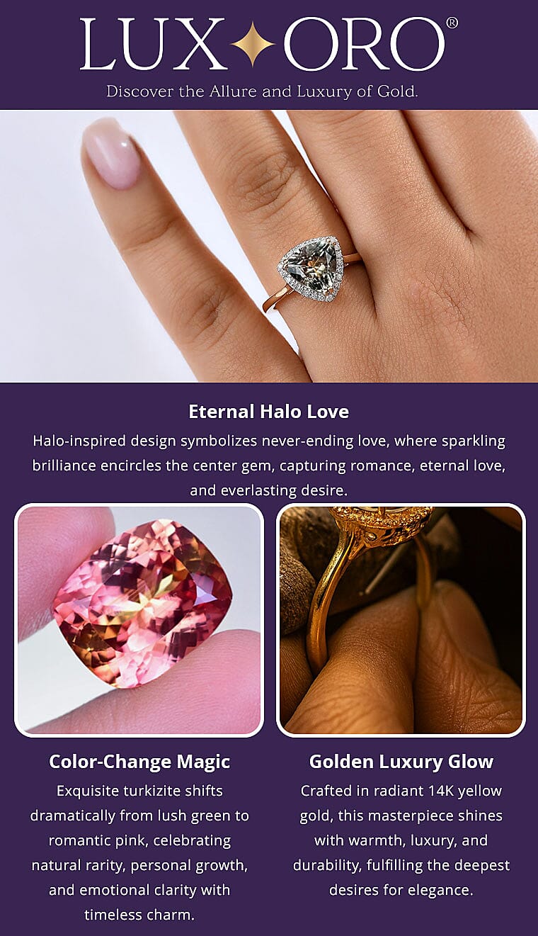 Certified & Appraised Luxoro AAA Turkizite and G-H I2 Diamond 3.42 ctw Ring in 14K Yellow Gold Banner