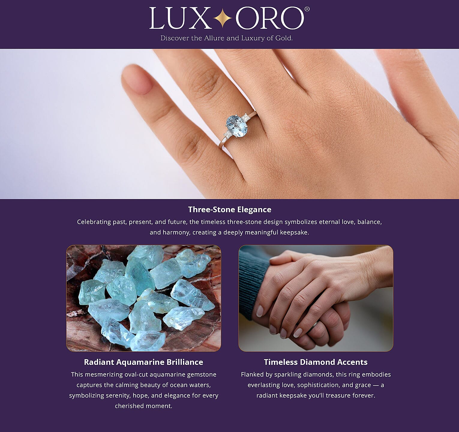 Certified & Appraised Luxoro AAA Santa Maria Aquamarine and G-H I2 Diamond 1.66 ctw Ring in 14K White Gold Banner