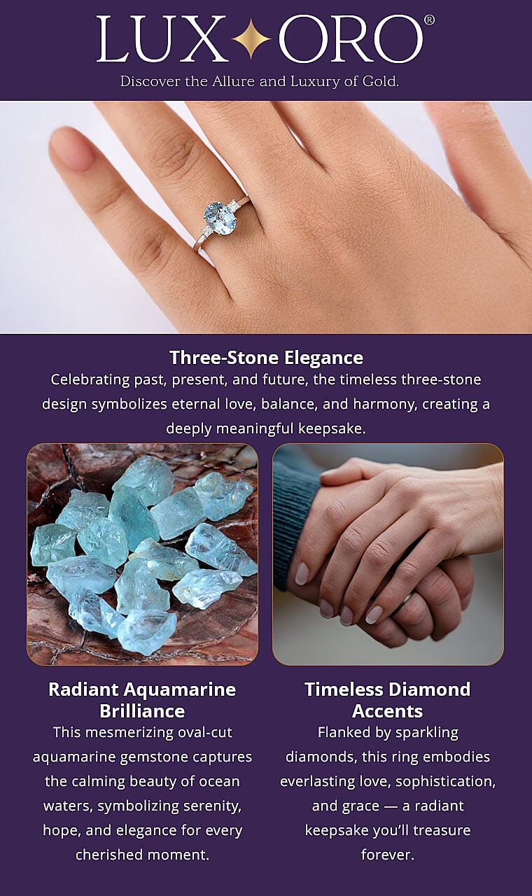 Certified & Appraised Luxoro AAA Santa Maria Aquamarine and G-H I2 Diamond 1.66 ctw Ring in 14K White Gold Banner