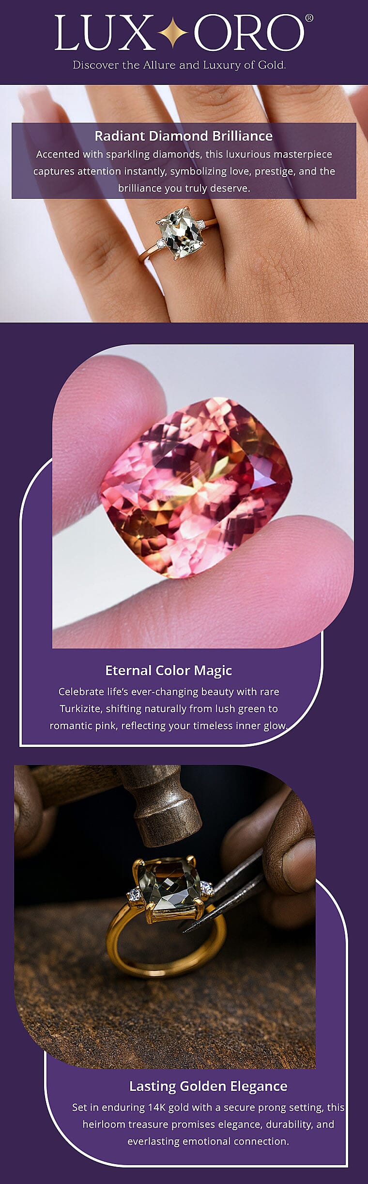 Certified & Appraised Luxoro AAA Turkizite and G-H I2 Diamond 4.36 ctw Ring in 14K Yellow Gold Banner