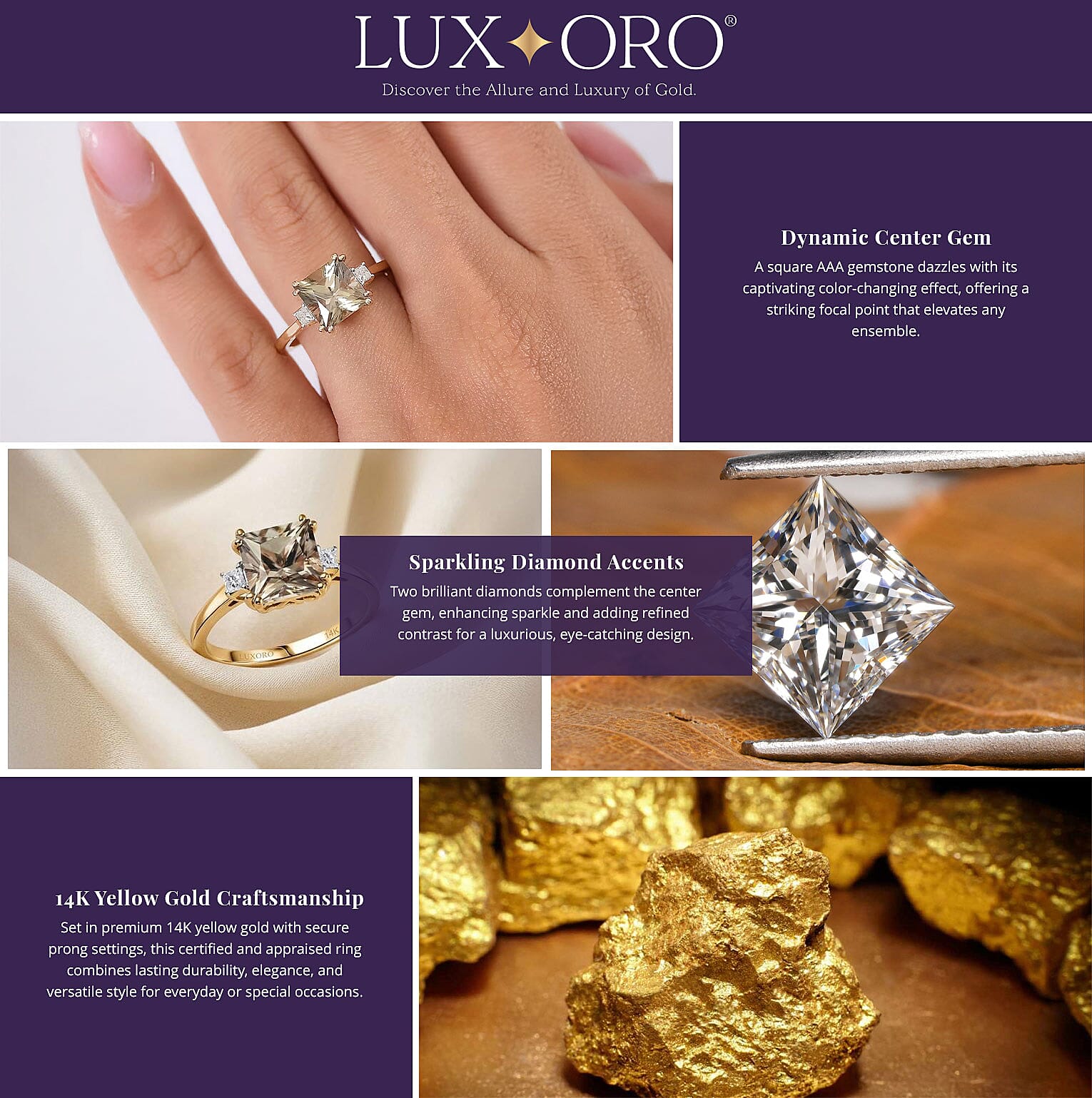 Certified & Appraised Luxoro AAA Turkizite and G-H I2 Diamond 3.00 ctw Ring in 14K Yellow Gold Banner
