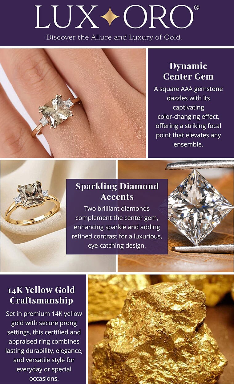 Certified & Appraised Luxoro AAA Turkizite and G-H I2 Diamond 3.00 ctw Ring in 14K Yellow Gold Banner