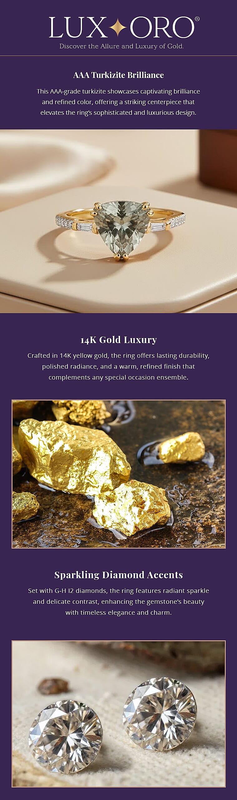 Certified & Appraised Luxoro AAA Turkizite and G-H I2 Diamond 2.20 ctw Ring Banner