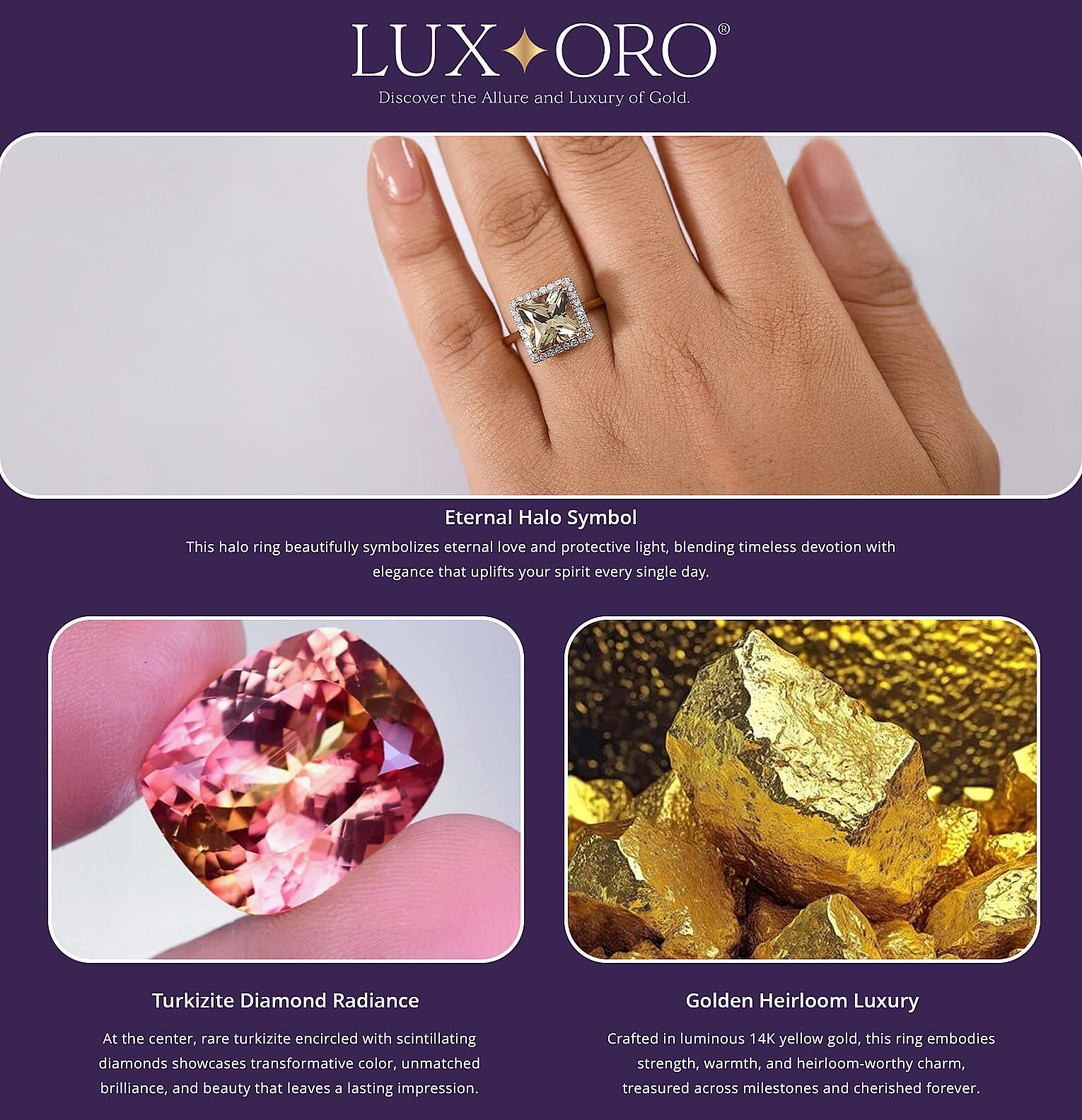 Certified & Appraised Luxoro AAA Turkizite and G-H I2 Diamond 4.90 ctw Ring in 14K Yellow Gold Banner