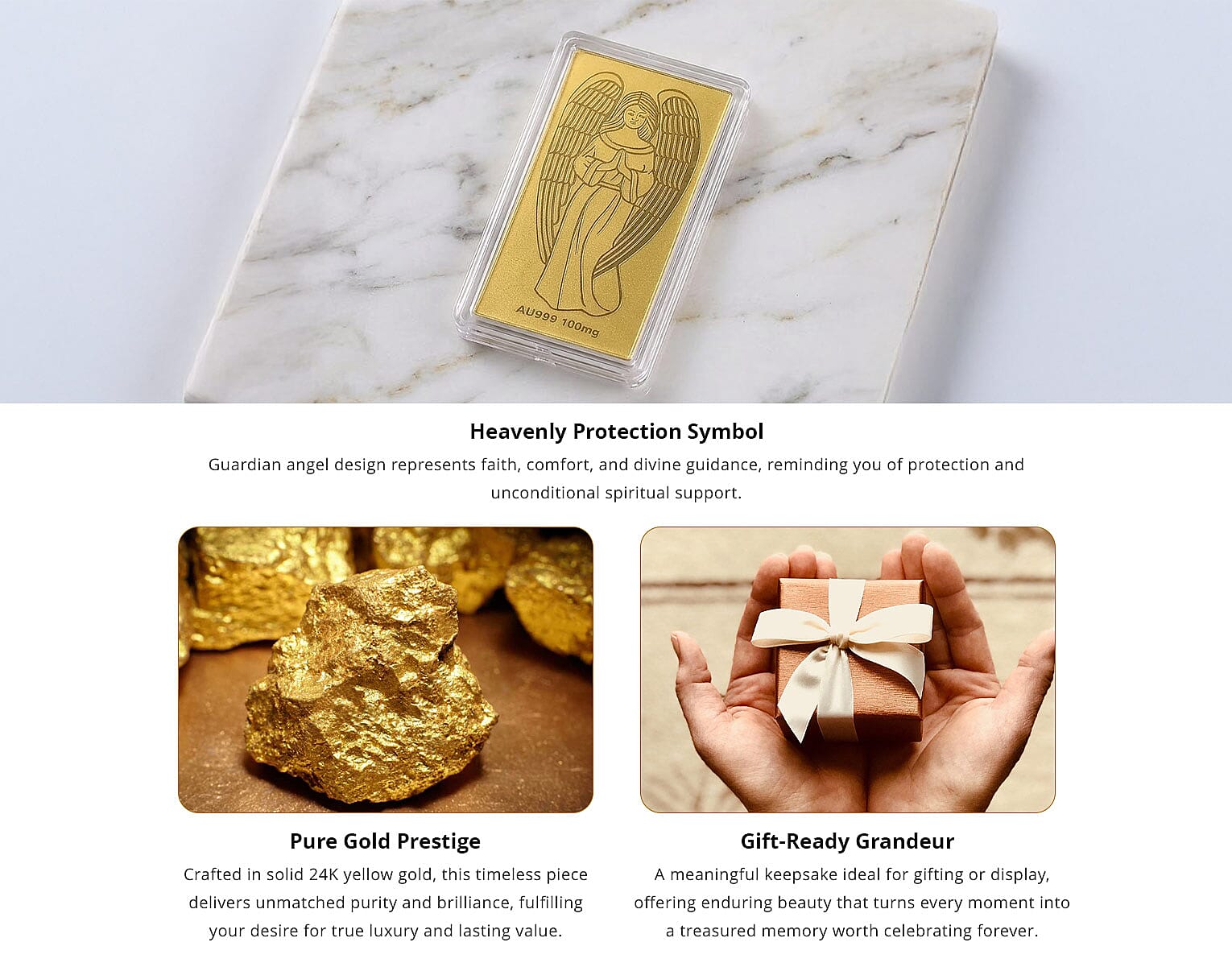 24K Golden Guardian Angel Embossed Sheet 55x30mm 100mg Banner