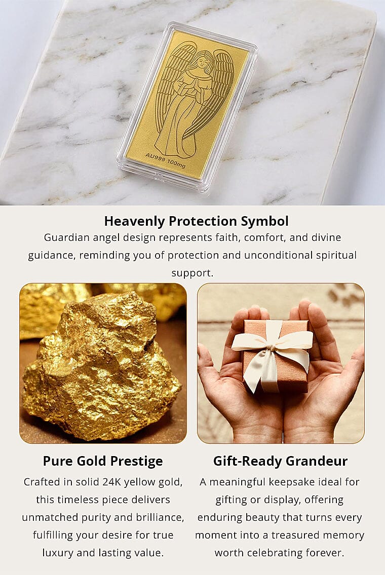 24K Golden Guardian Angel Embossed Sheet 55x30mm 100mg Banner