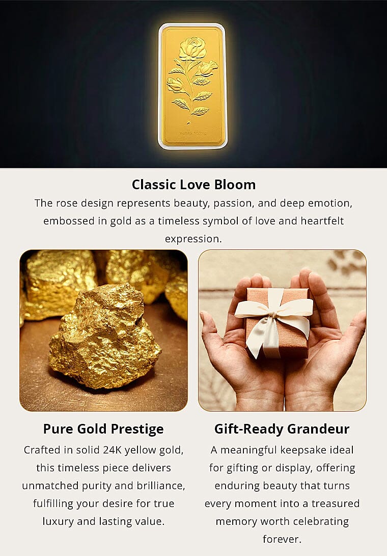 24K Golden Forever Rose Embossed Sheet (156x76.4mm)100mg Banner