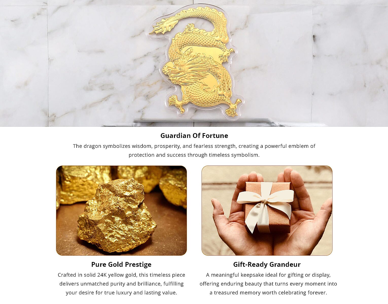 24K Golden Dragon Embossed Sheet with Book Packaging 4.5x2.5 inches (20 mg) Banner