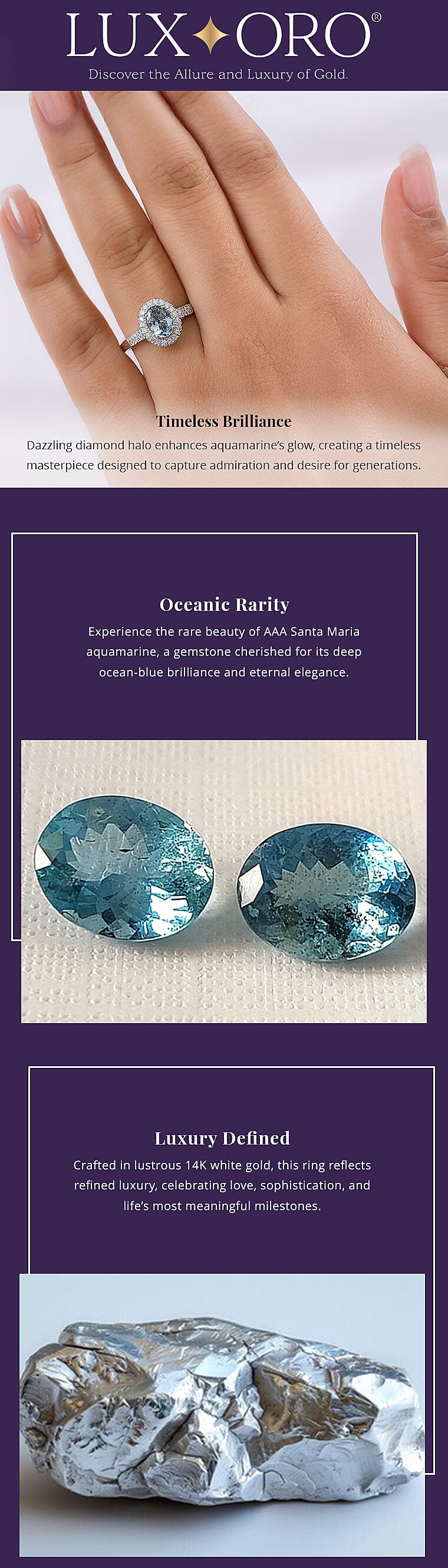 Certified & Appraised Luxoro AAA Santa Maria Aquamarine and G-H I2 Diamond 1.40 ctw Ring in 14K White Gold Banner