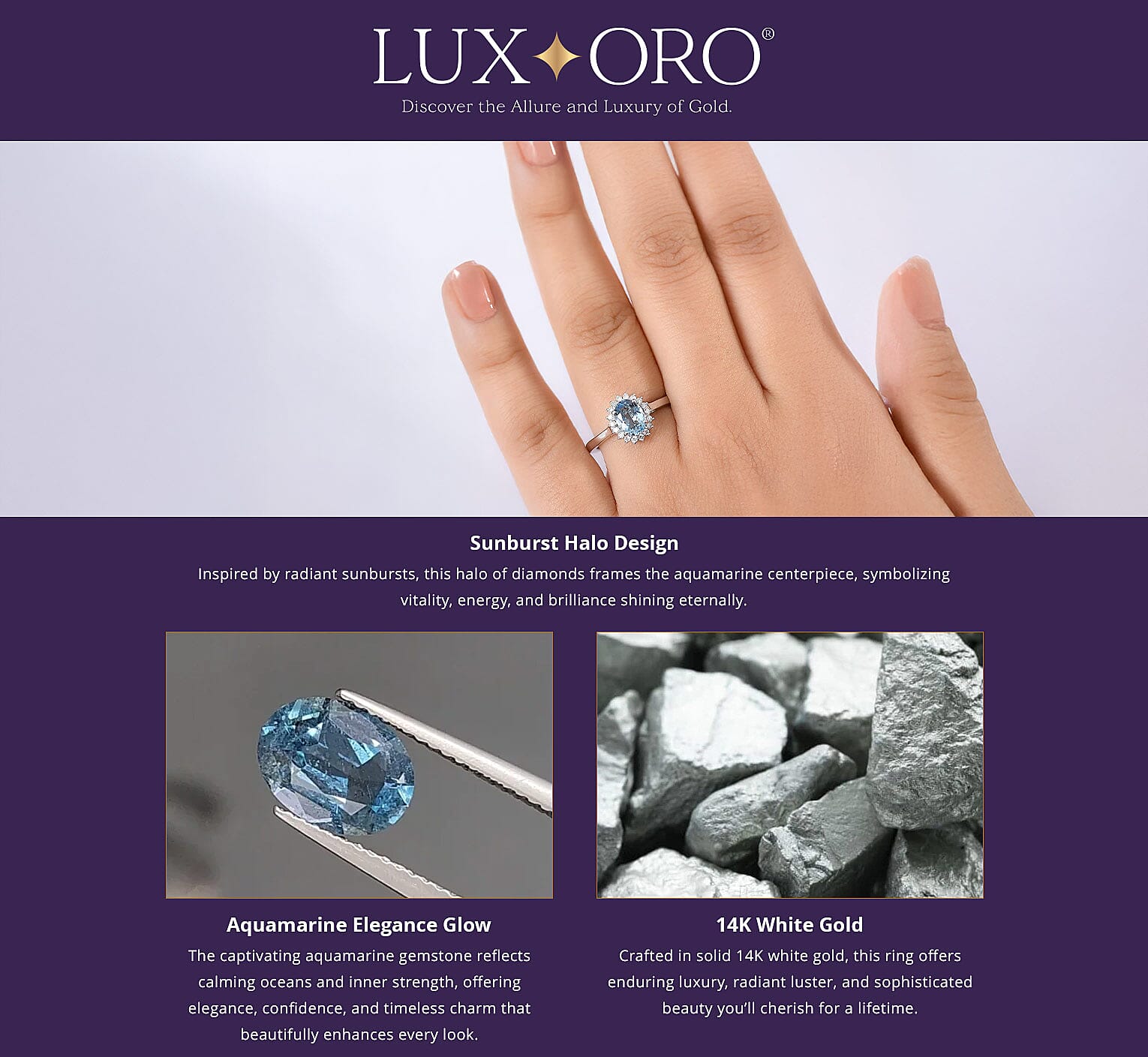 Certified & Appraised Luxoro AAA Santa Maria Aquamarine and G-H I2 Diamond 1.16 ctw Ring in 14K White Gold Banner