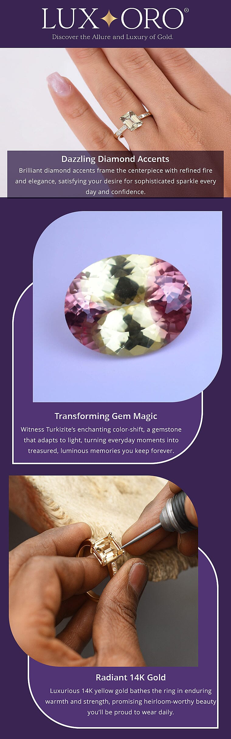 Certified & Appraised Luxoro AAA Turkizite and G-H I2 Diamond 2.86 ctw Ring in 14K Yellow Gold Banner