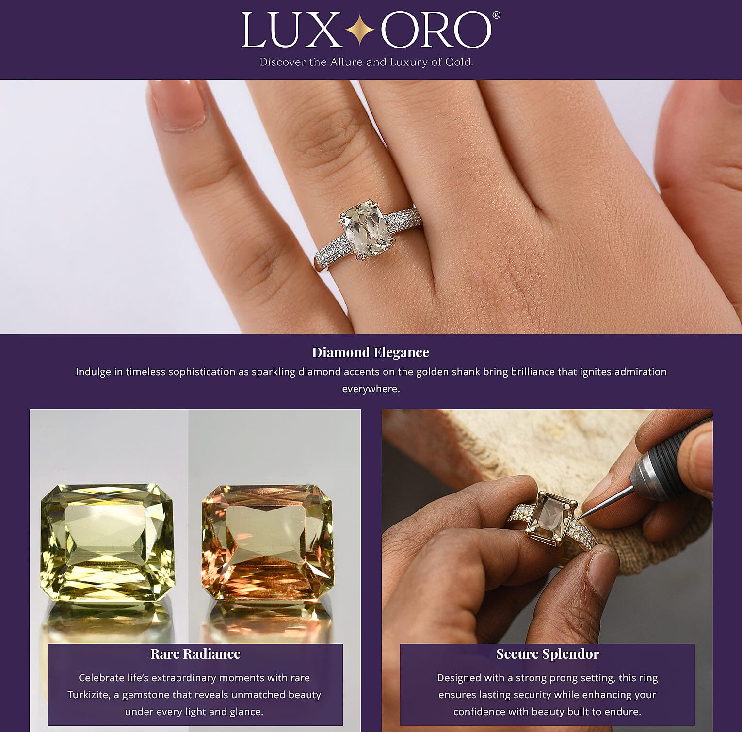 Certified & Appraised Luxoro AAA Turkizite and G-H I2 Diamond 2.75 ctw Ring in 14K Yellow Gold Banner