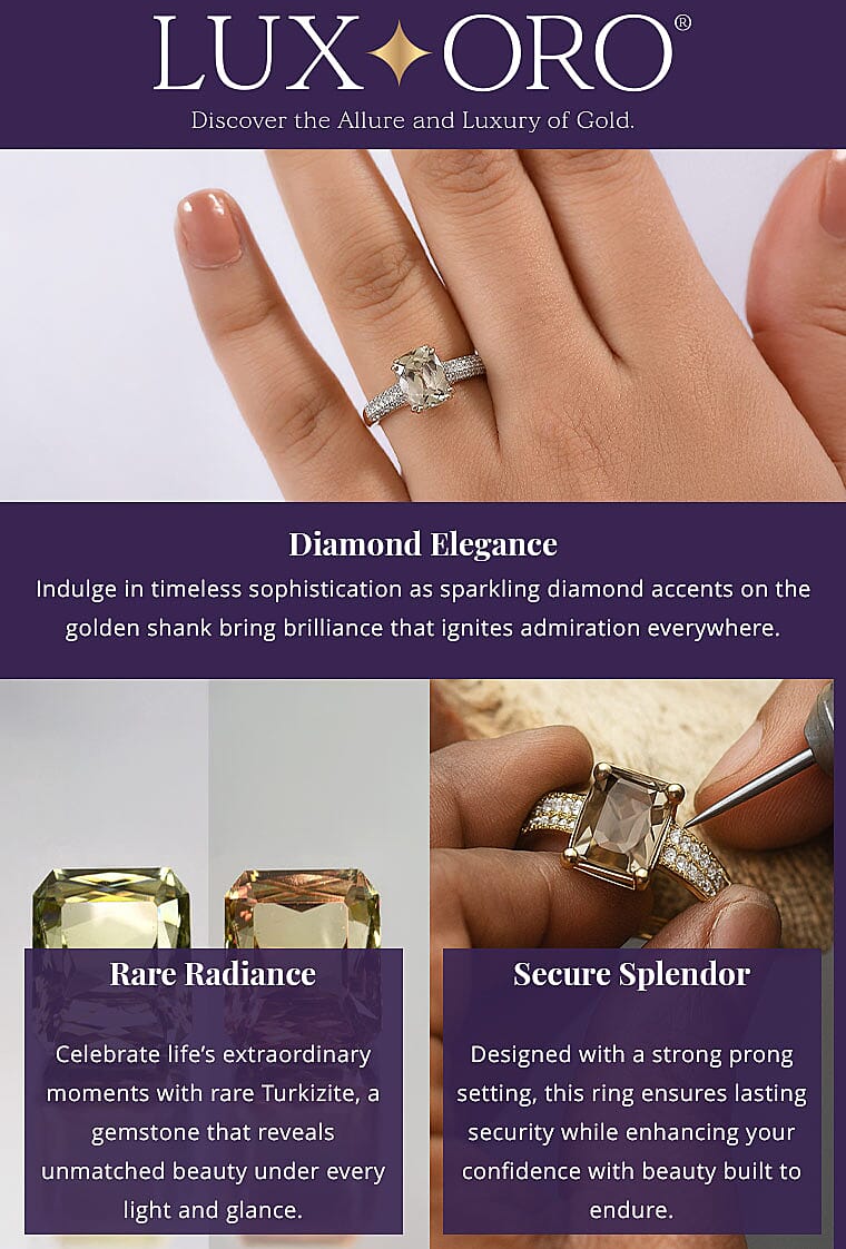 Certified & Appraised Luxoro AAA Turkizite and G-H I2 Diamond 2.75 ctw Ring in 14K Yellow Gold Banner