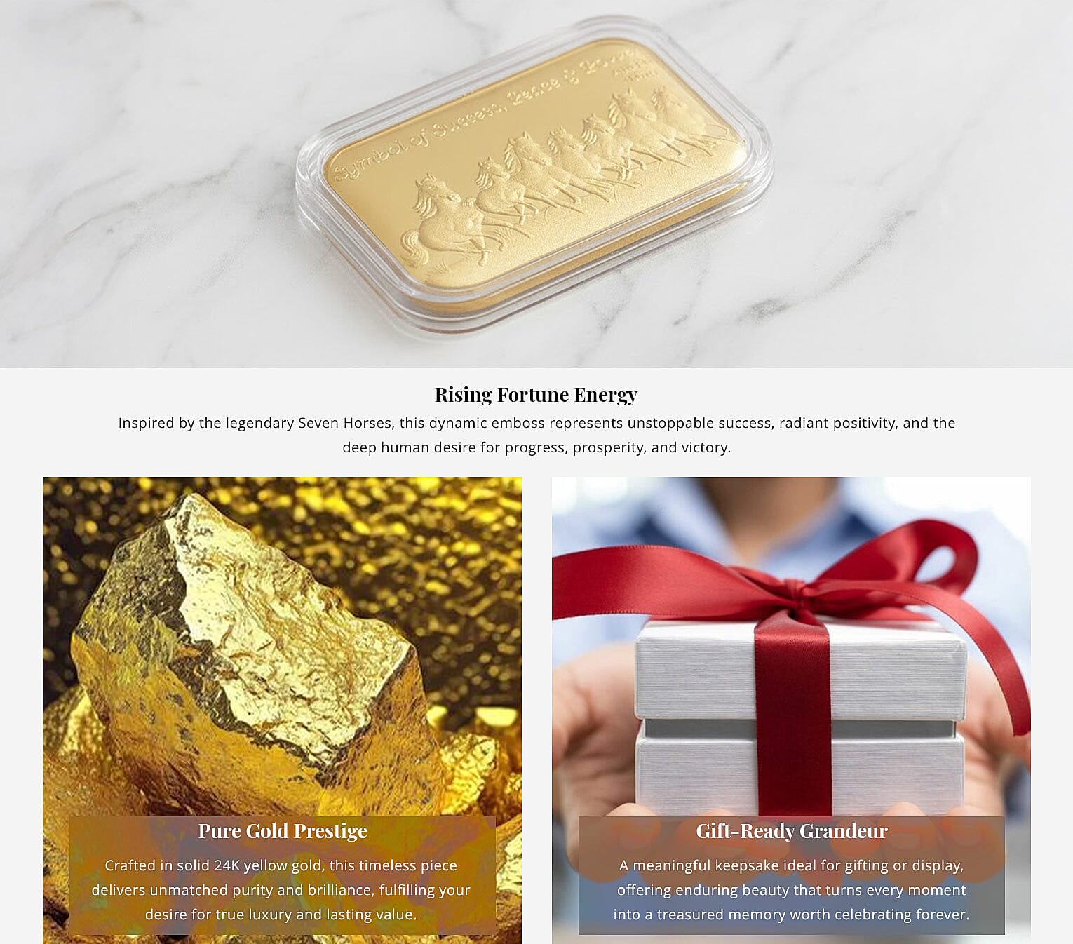 Doorbuster 24K Golden Blessing - Seven Horses Emboss Sheet 31x45.5mm 10mg (Del. in 7-10 Days) Banner